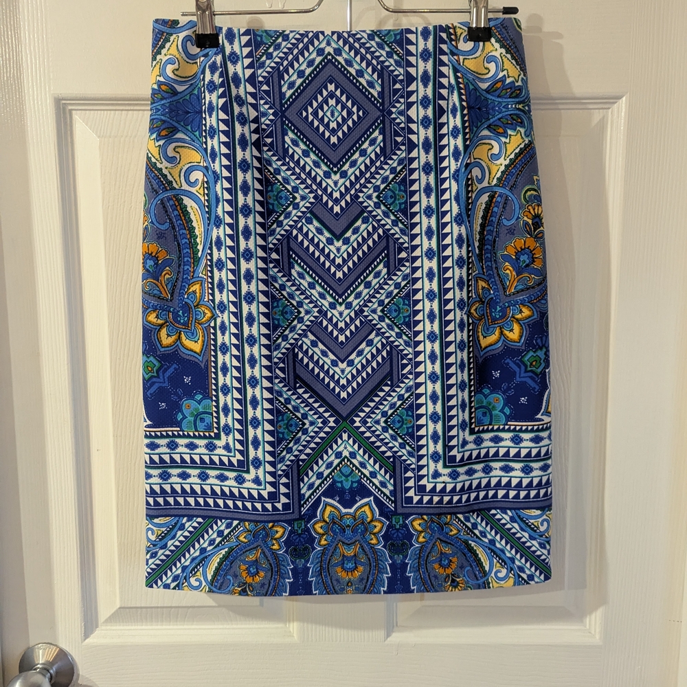 Antonio Melani Blue Paisley Print Skirt